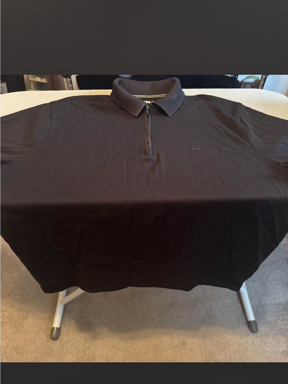 DKNY Men's Black Zip-Front Polo